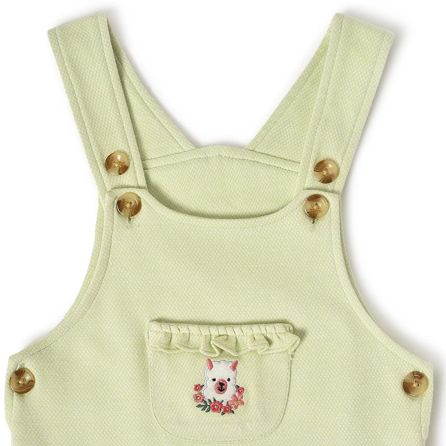 Misty White Romper with Light Green Dungaree Set Clothing Set 12