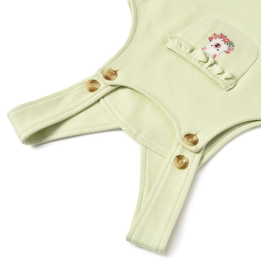 Misty White Romper with Light Green Dungaree Set Clothing Set 14