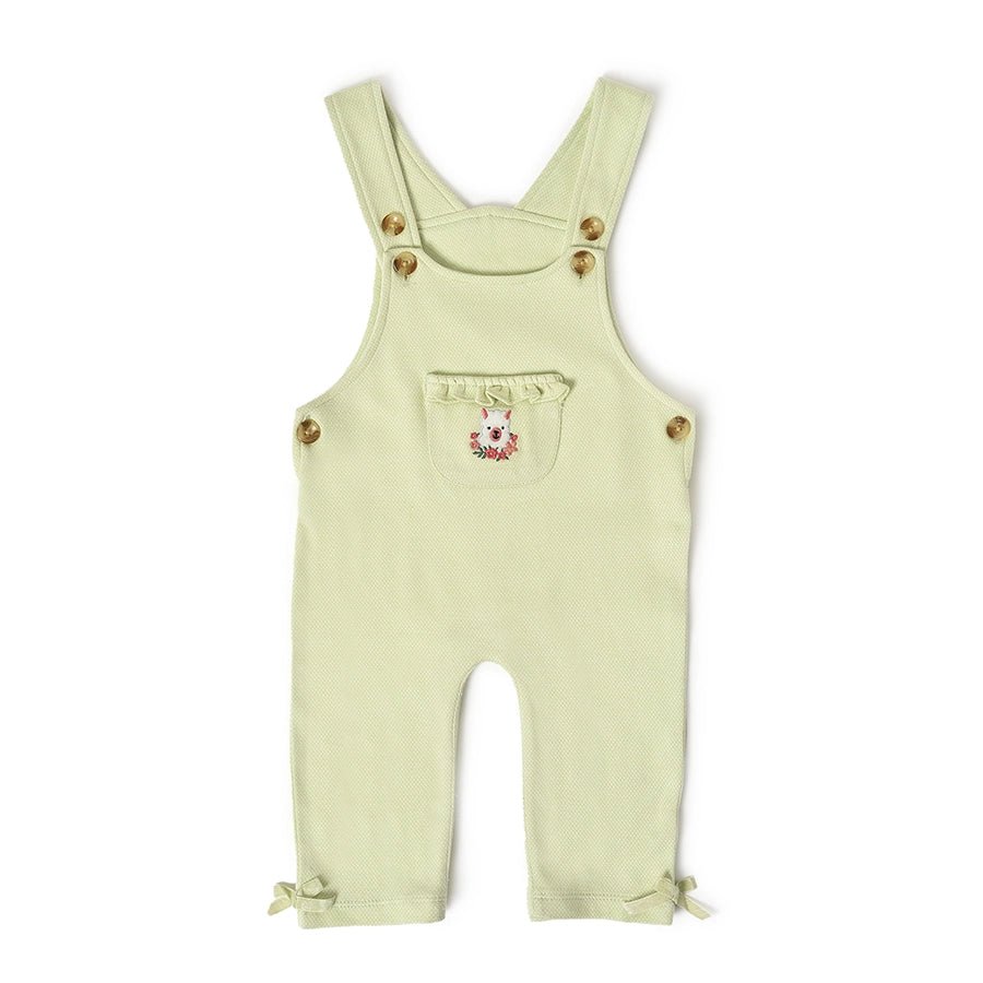 Misty White Romper with Light Green Dungaree Set Clothing Set 10