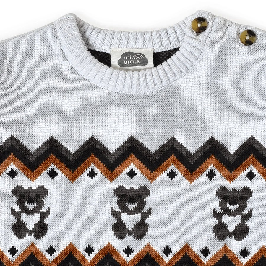 Misty Zig Zag Knitted White Sweater Sweater 3