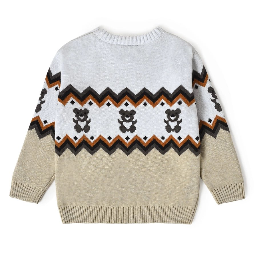Misty Zig Zag Knitted White Sweater Sweater 2