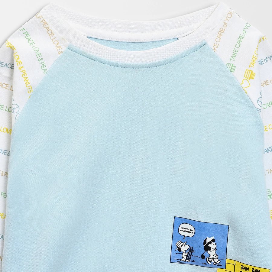 Peanuts Knitted Sky Blue T-shirt-T-Shirt-4