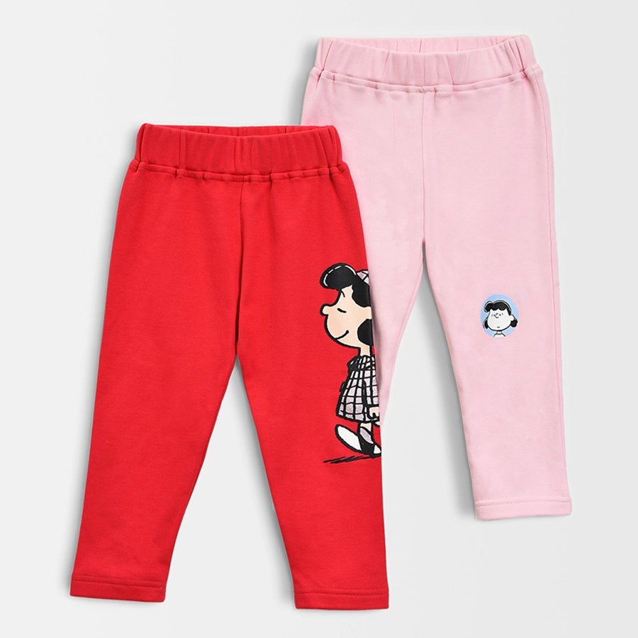 Peanuts Pink and Red Legging For Girls(Pack of 2) Legging 1