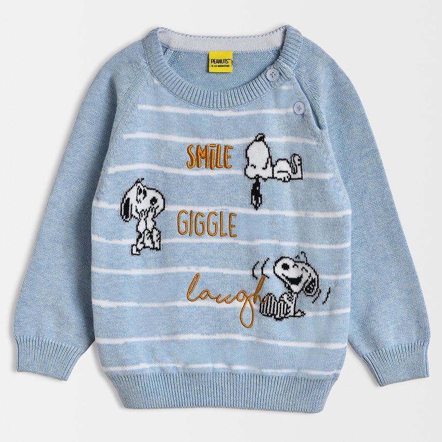 Peanuts Snoopy Knitted Melange Sweater Blue Sweater 2