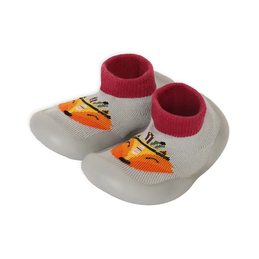 Rubber Grip Sole Socks Shoe - Light Grey Shoes 3