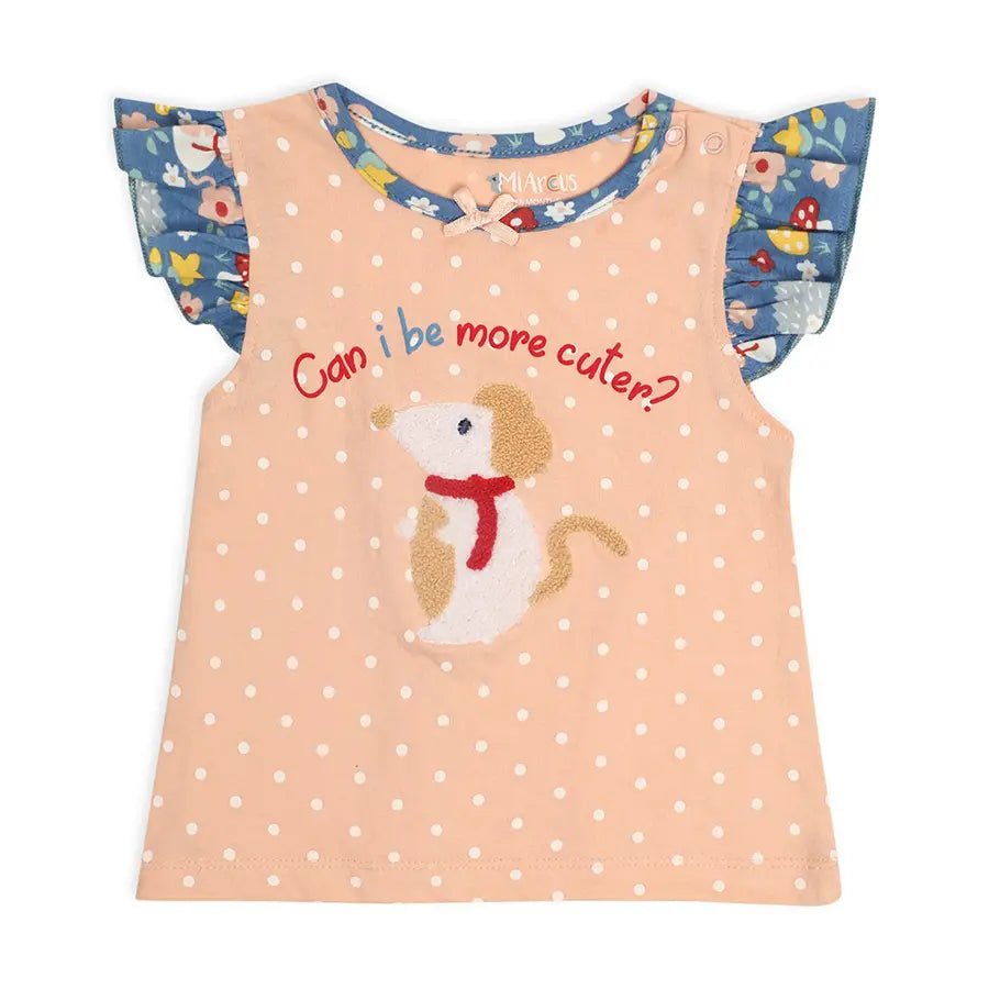 Ruffled Baby Girl Shorts & T-shirt with Blossom Print set-Clothing Set-3