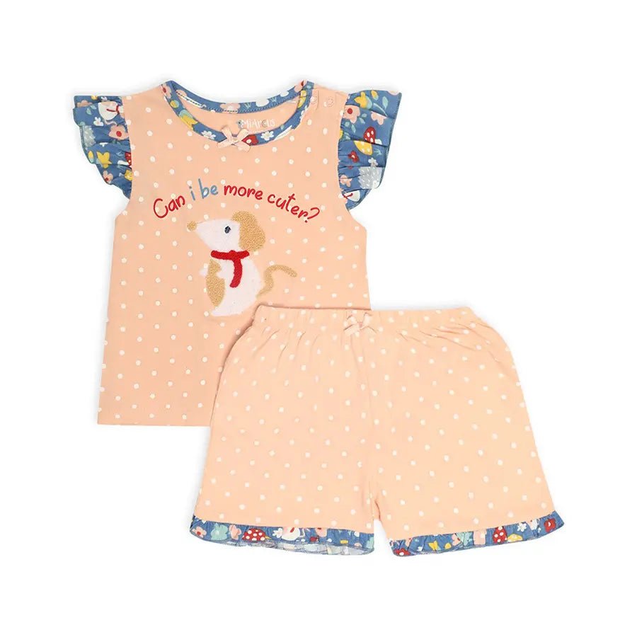 Ruffled Baby Girl Shorts & T-shirt with Blossom Print set-Clothing Set-1