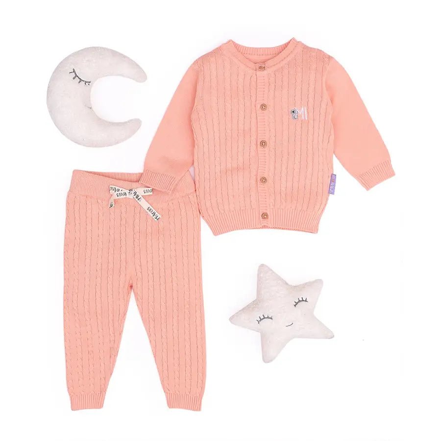 Unisex Cabel Knitted Cardigan with Pyjama Set Clothing Set 1