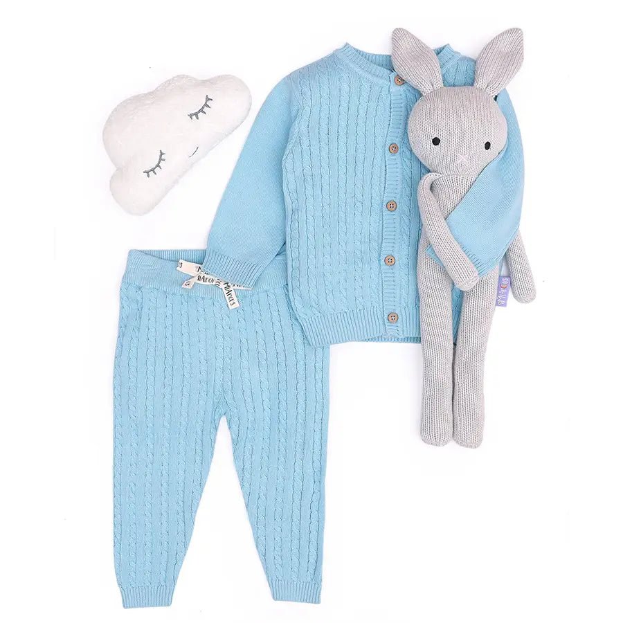Unisex Cabel Knitted Cardigan with Pyjama Set-Clothing Set-1