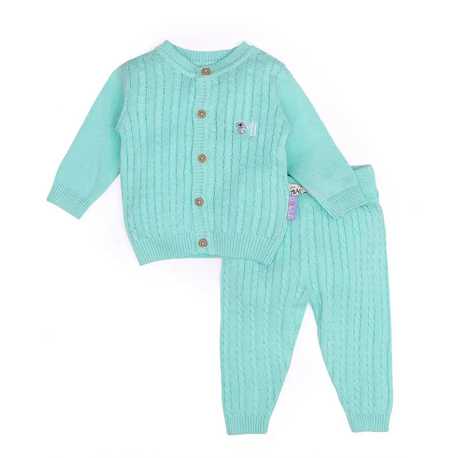 Unisex Cabel Knitted Cardigan with Pyjama Set-Clothing Set-2