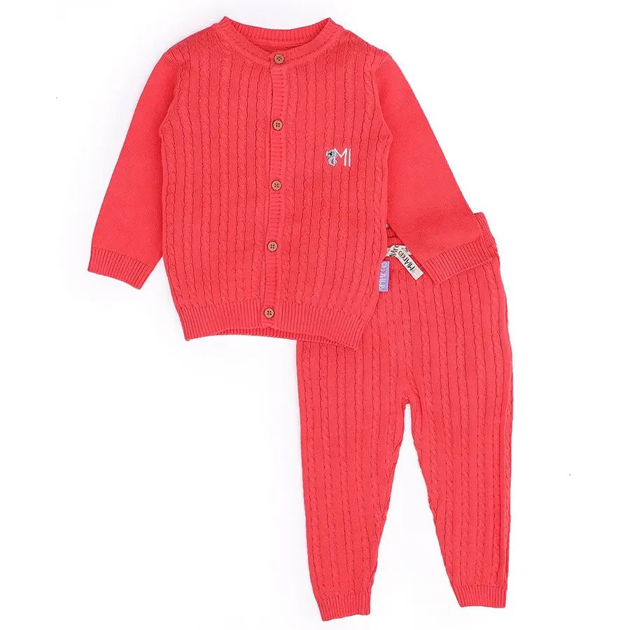 Unisex Cabel Knitted Cardigan with Pyjama Set-Clothing Set-2