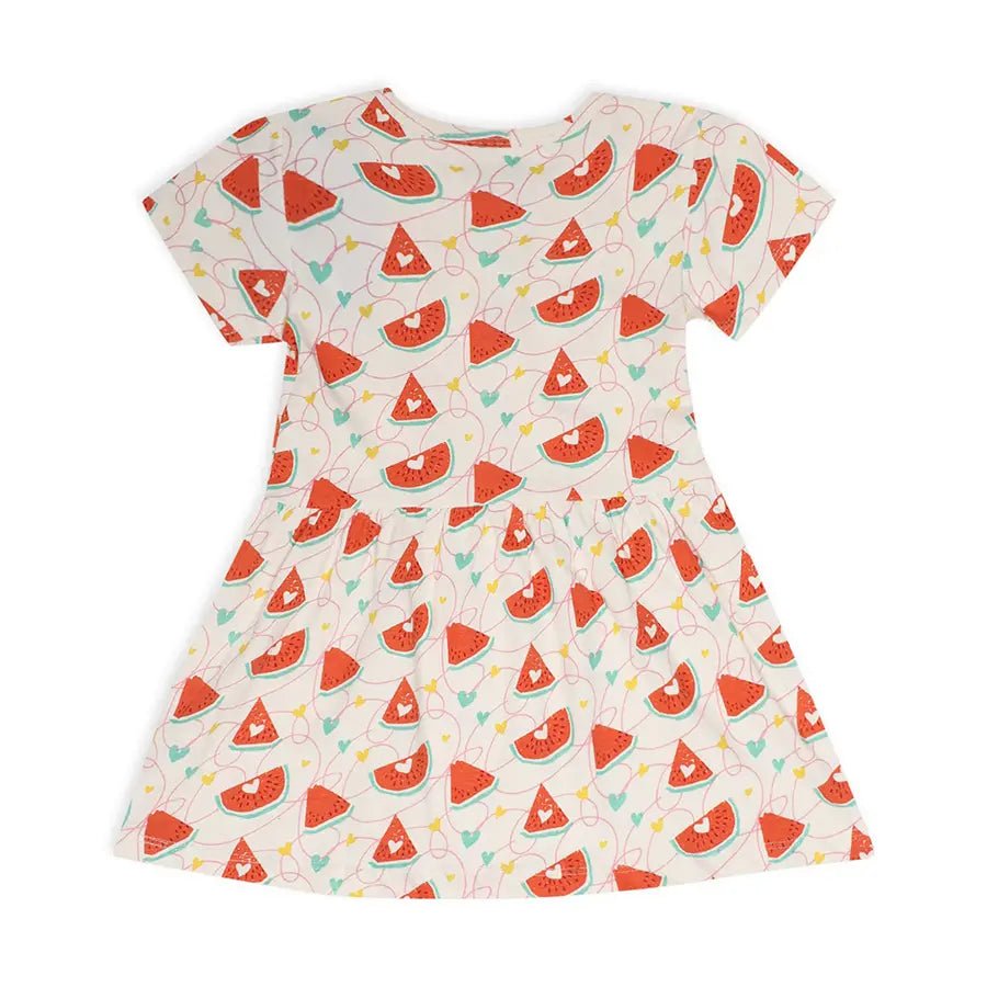 Watermelon Print Baby Girl Headband with Dress Set-Dress-3